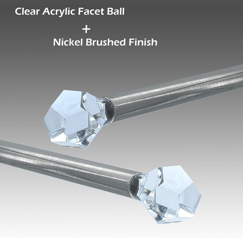 ARNORX 3/8" French Door Curtain Rods with Clear Faceted Ball End Finial, Tier Curtain Rods, 2 PCS, 16 to 28 Inch. (Satin Nickel, 16-28 Inch) - Image 3